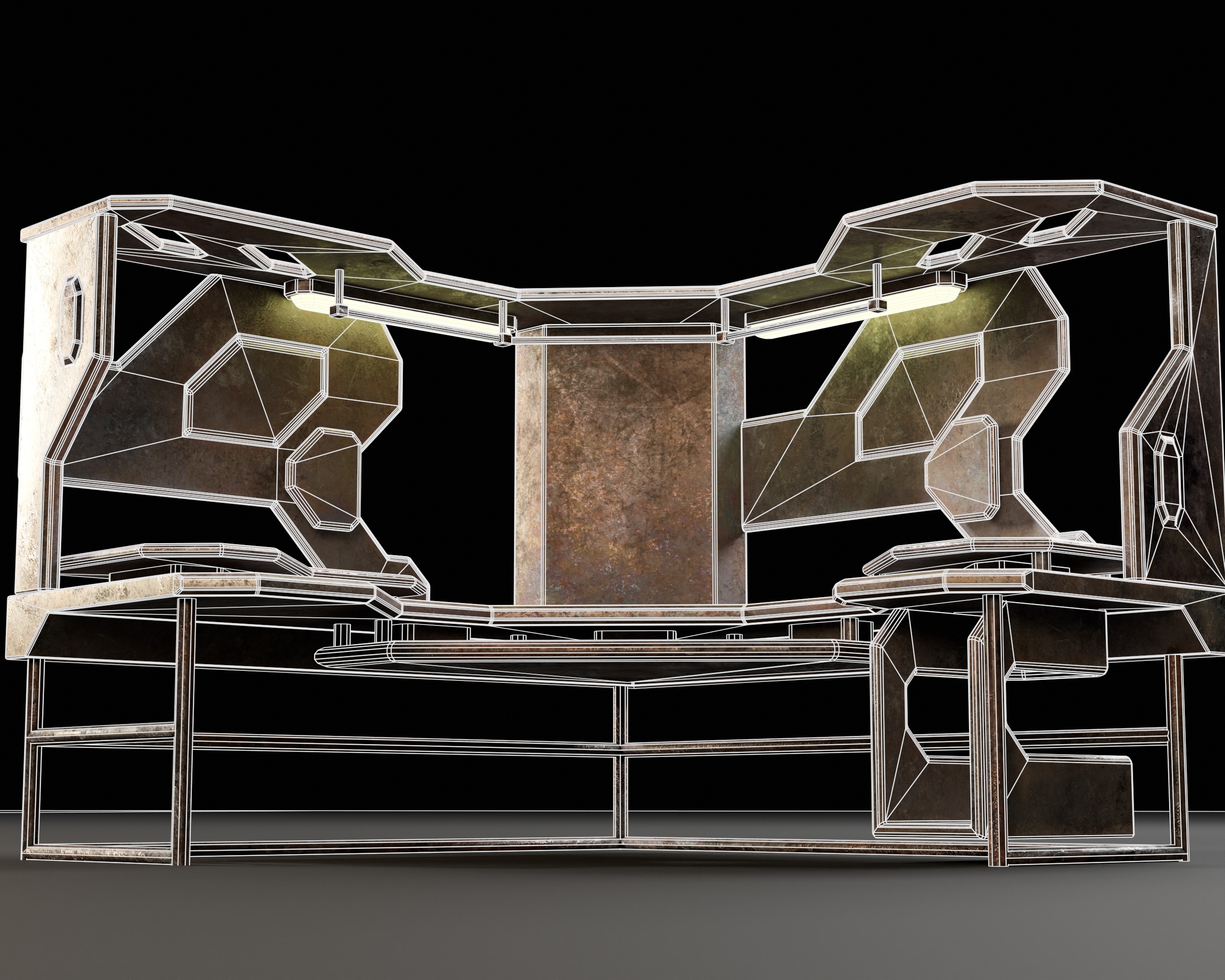 Sci-Fi Corner Work Station Low-poly 3D model_9