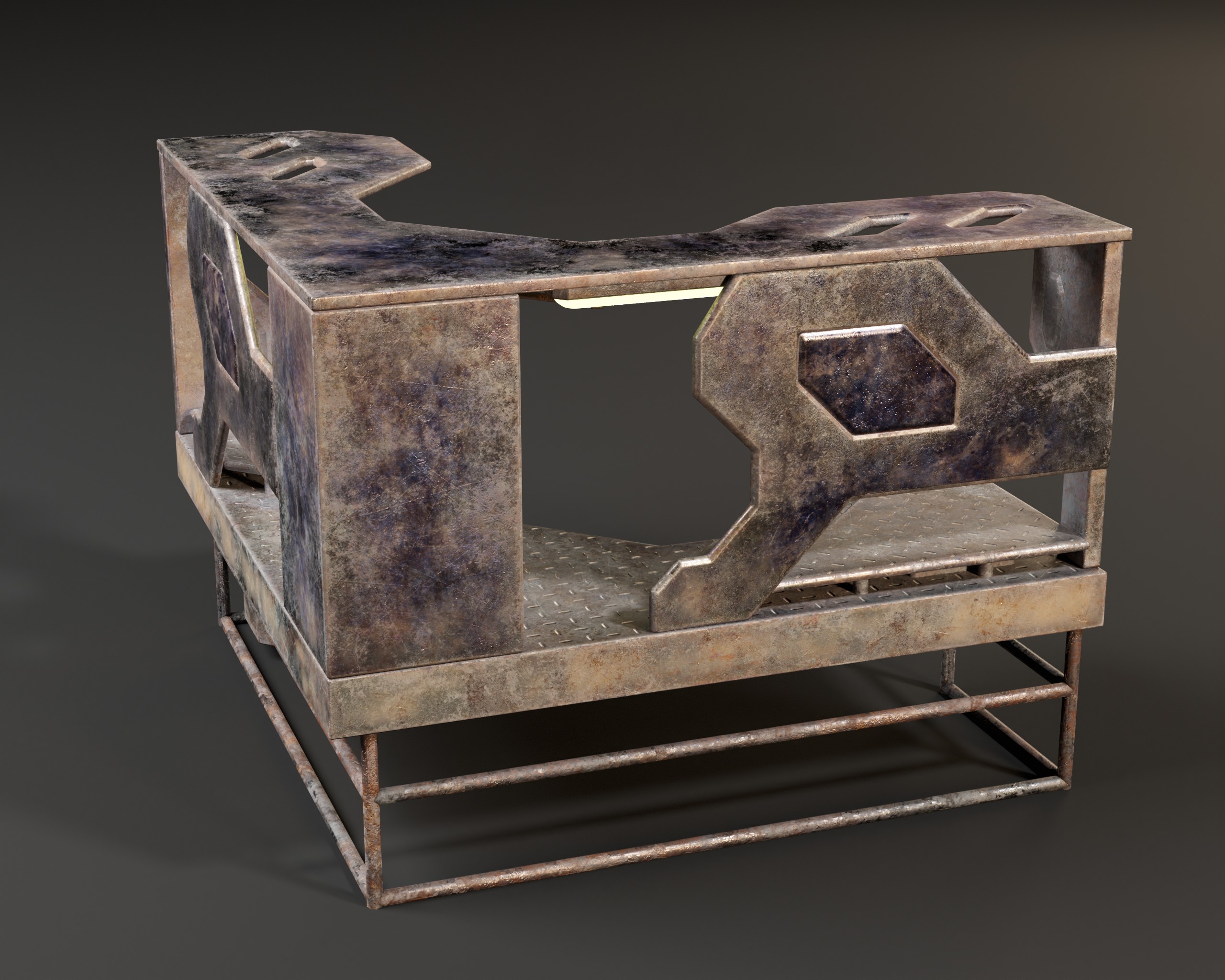 Sci-Fi Corner Work Station Low-poly 3D model_16