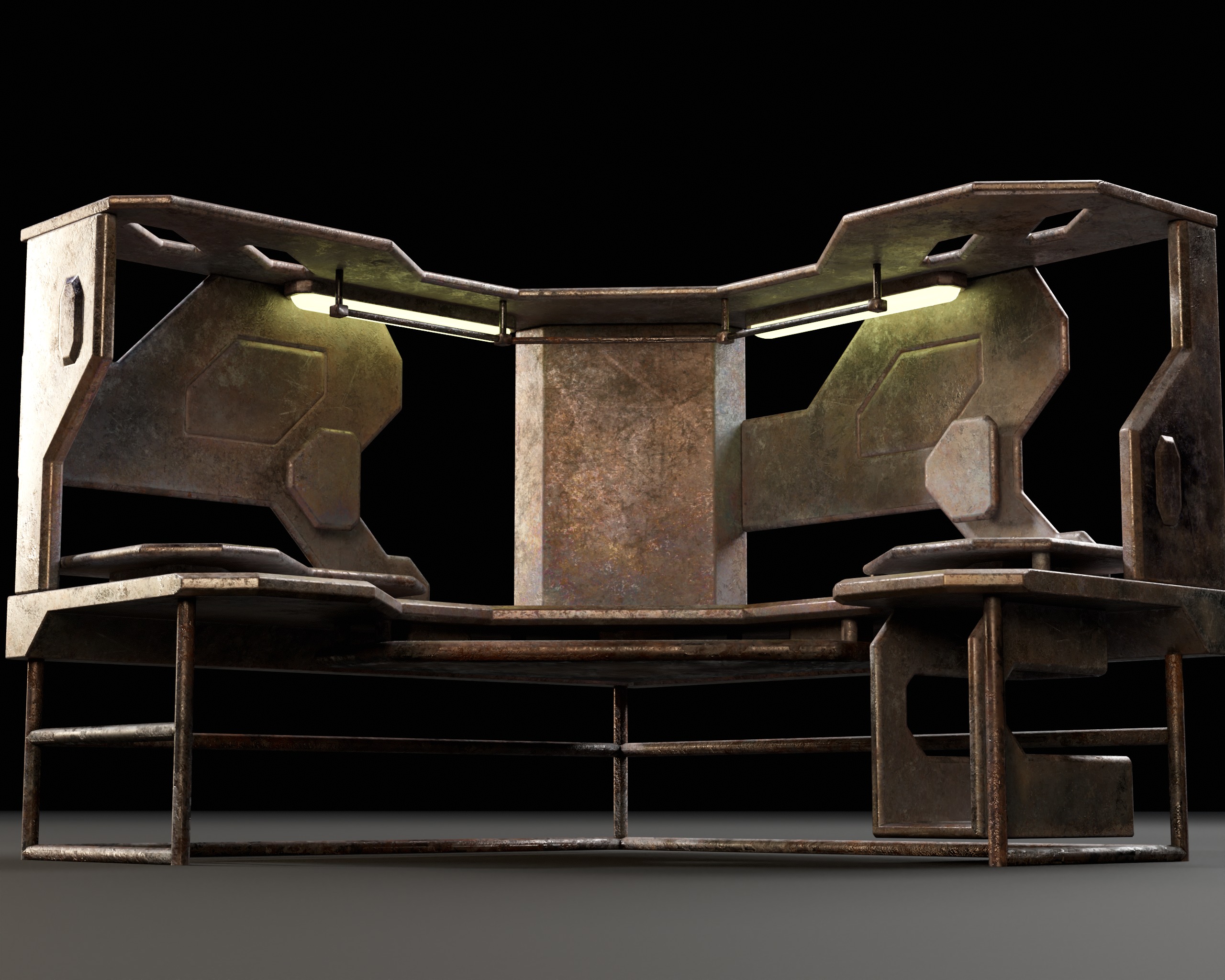 Sci-Fi Corner Work Station Low-poly 3D model_8