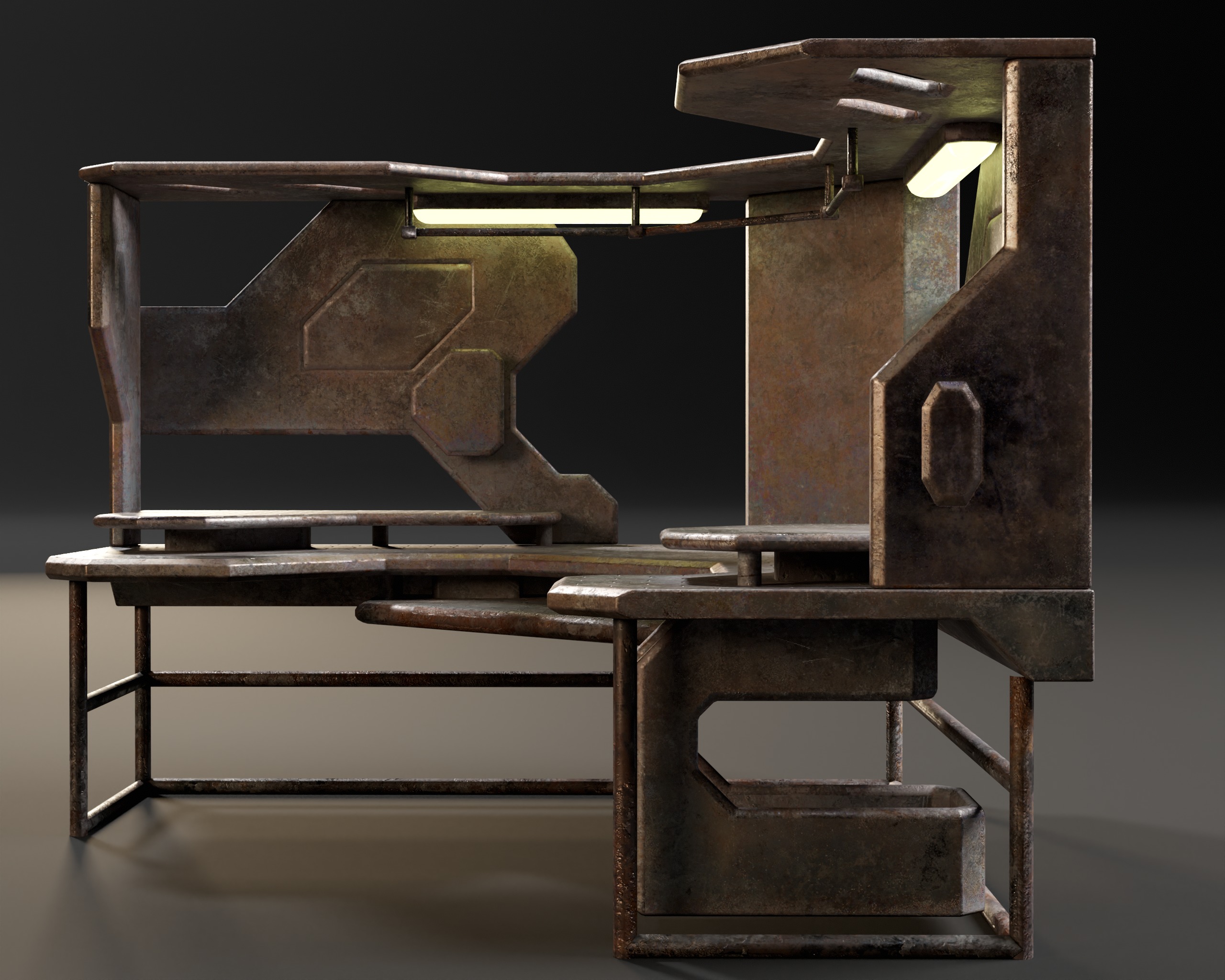 Sci-Fi Corner Work Station Low-poly 3D model_10