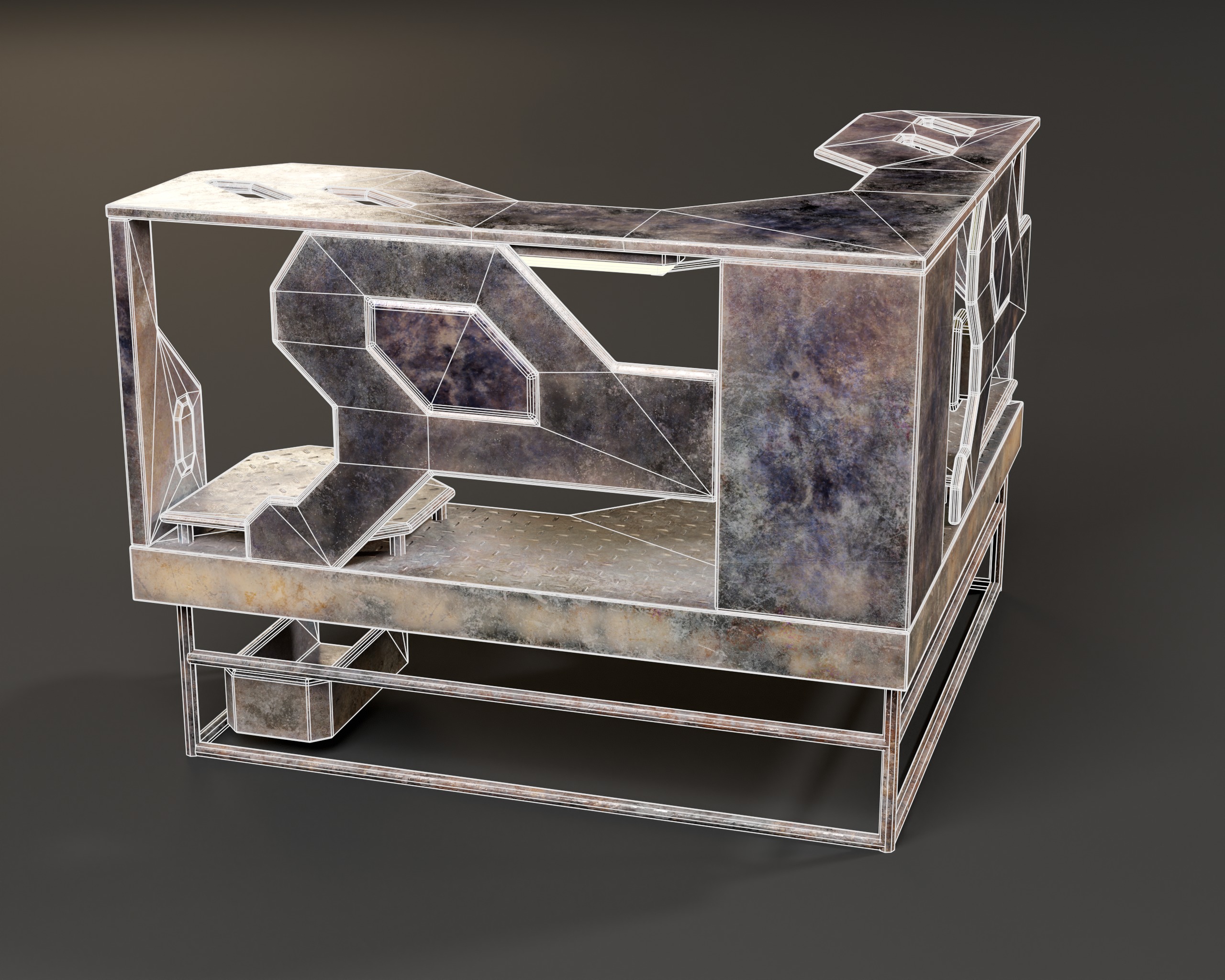 Sci-Fi Corner Work Station Low-poly 3D model_15