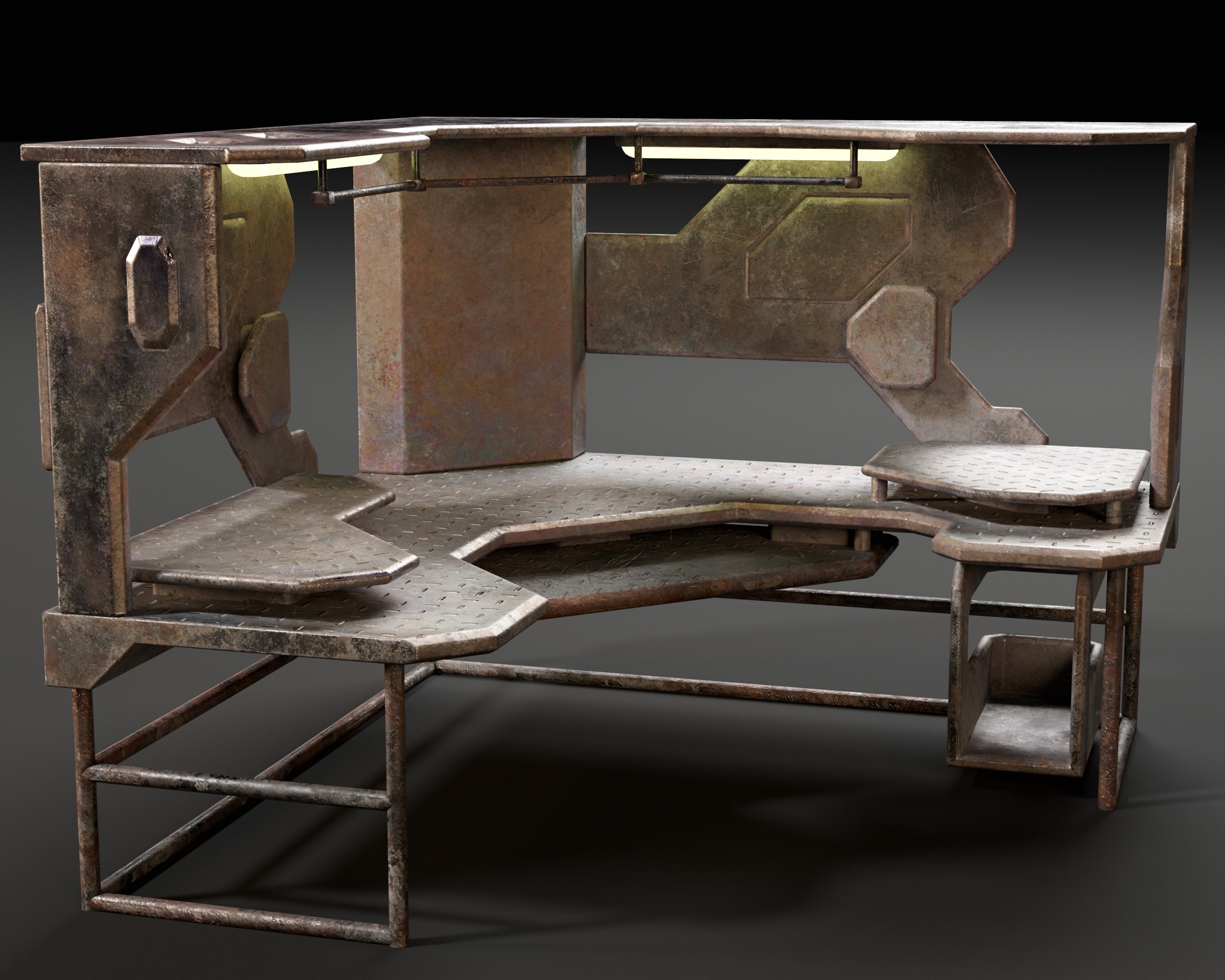 Sci-Fi Corner Work Station Low-poly 3D model_6