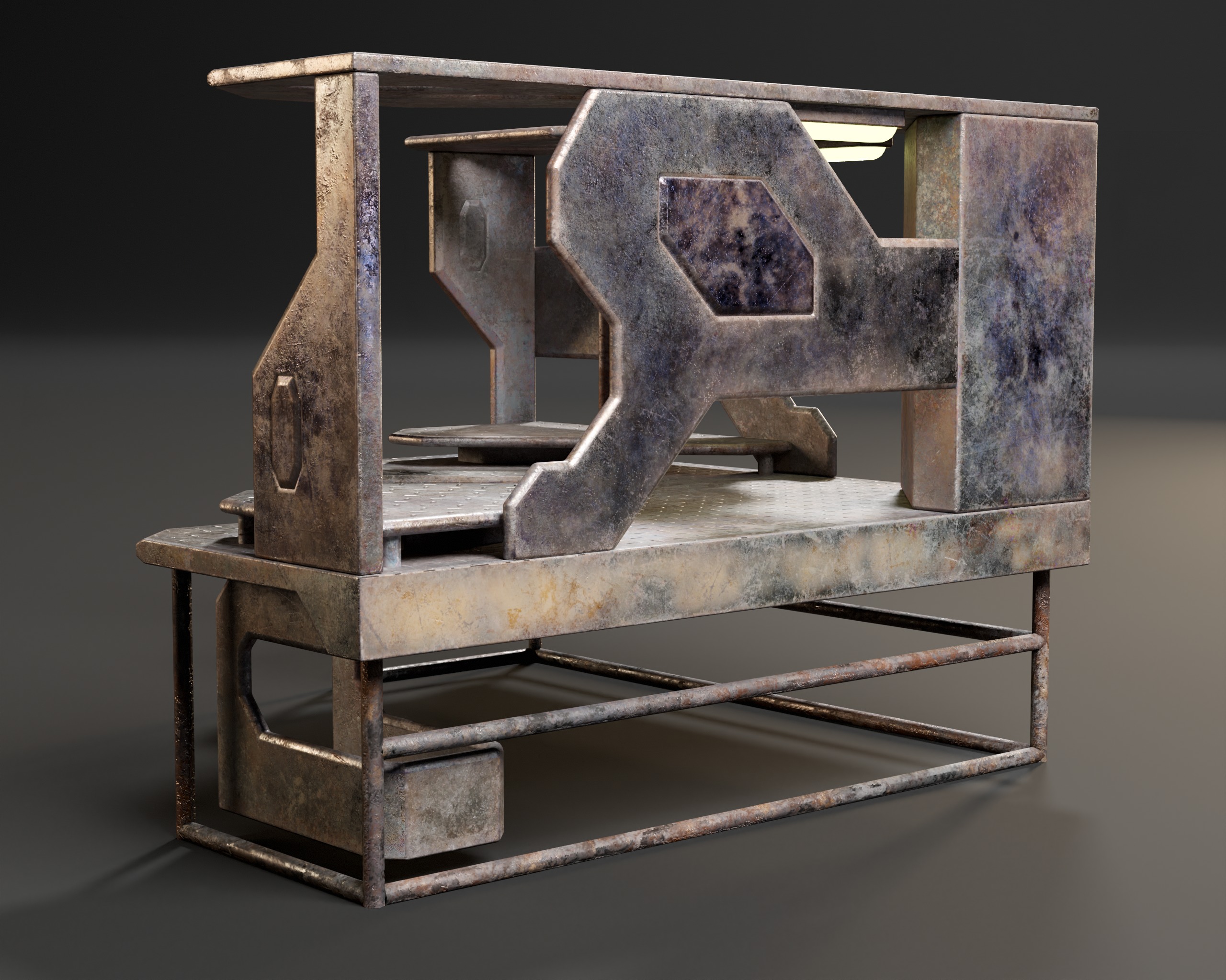 Sci-Fi Corner Work Station Low-poly 3D model_12