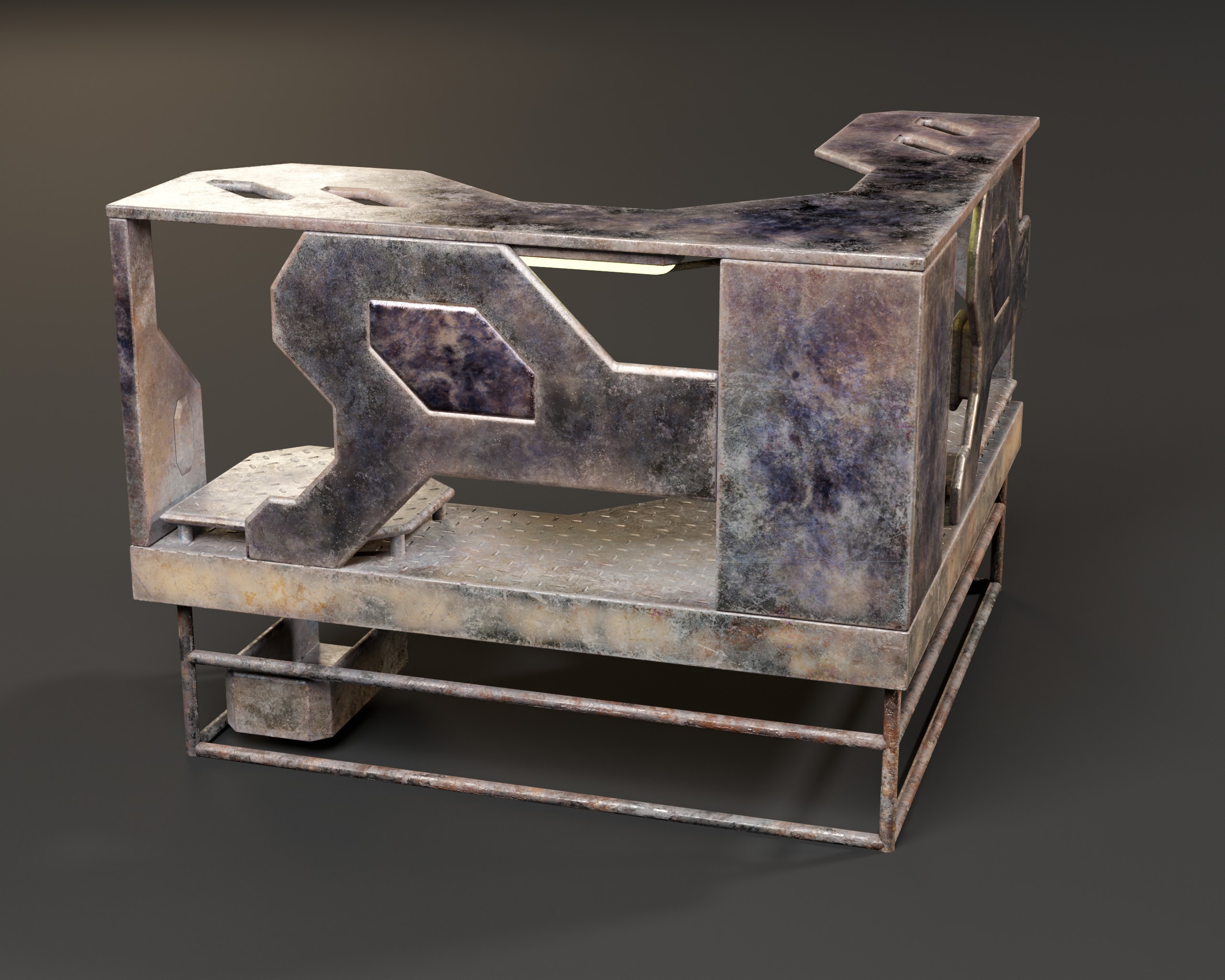 Sci-Fi Corner Work Station Low-poly 3D model_14