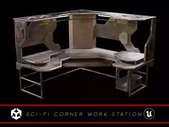 Sci-Fi Corner Work Station Low-poly 3D model