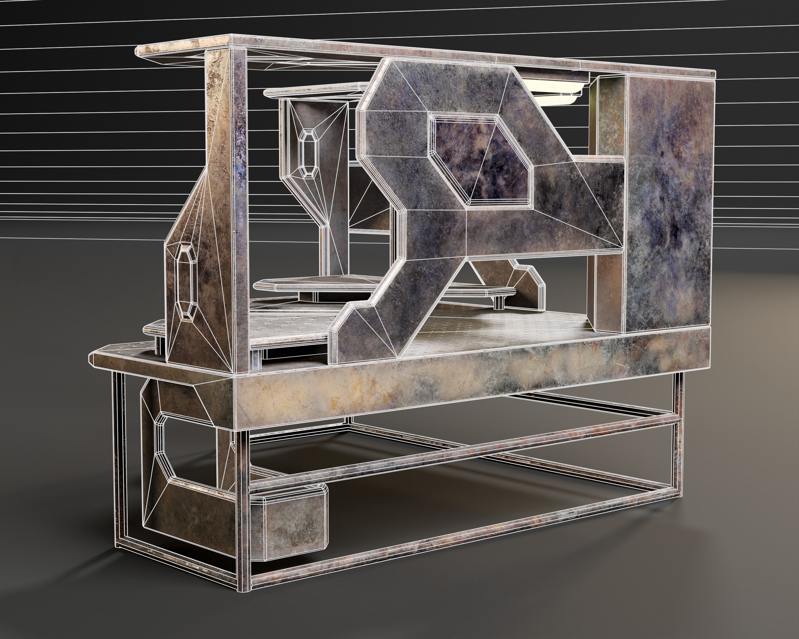 Sci-Fi Corner Work Station Low-poly 3D model_13