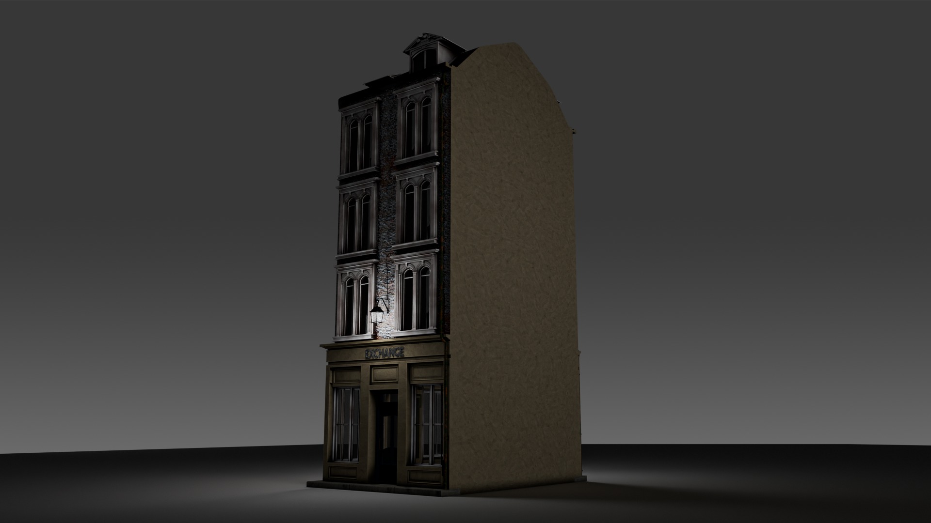 3 Piece Modular European Shop Apartment Building 3D model_9