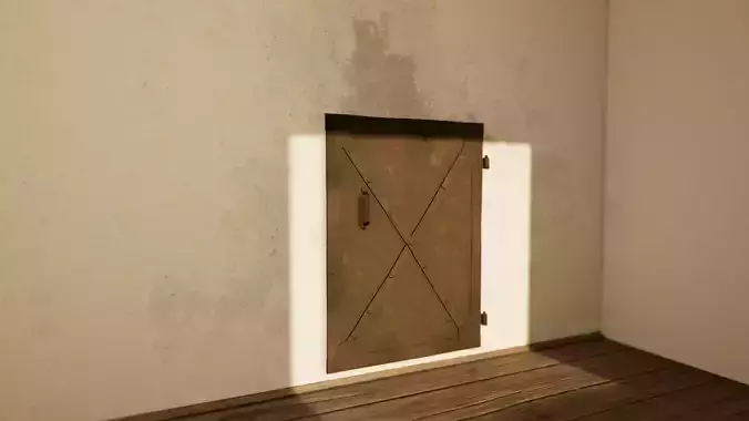 Iron stove door lid Low-poly 3D model