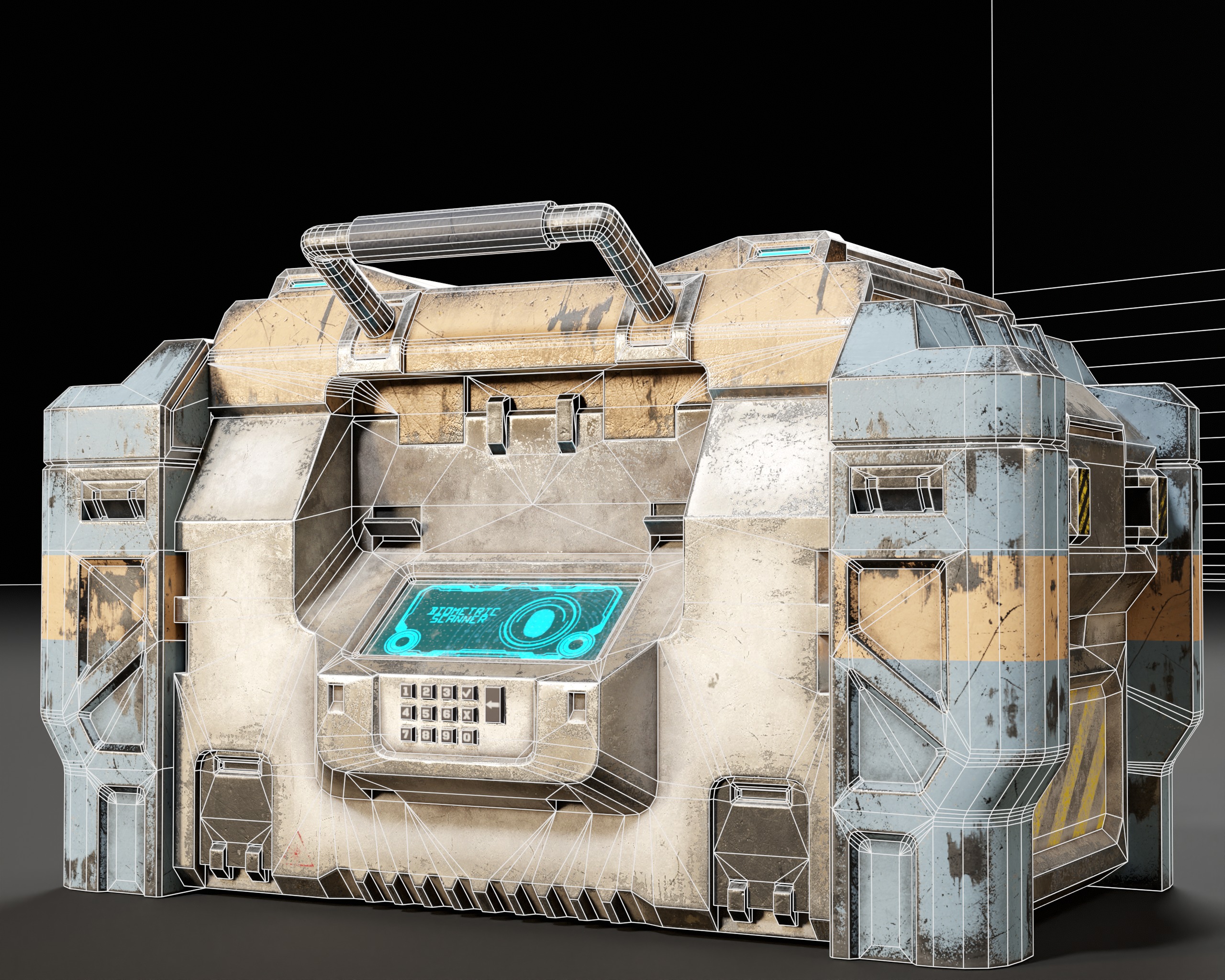 Sci-Fi Bulky Crate Low-poly 3D model_7