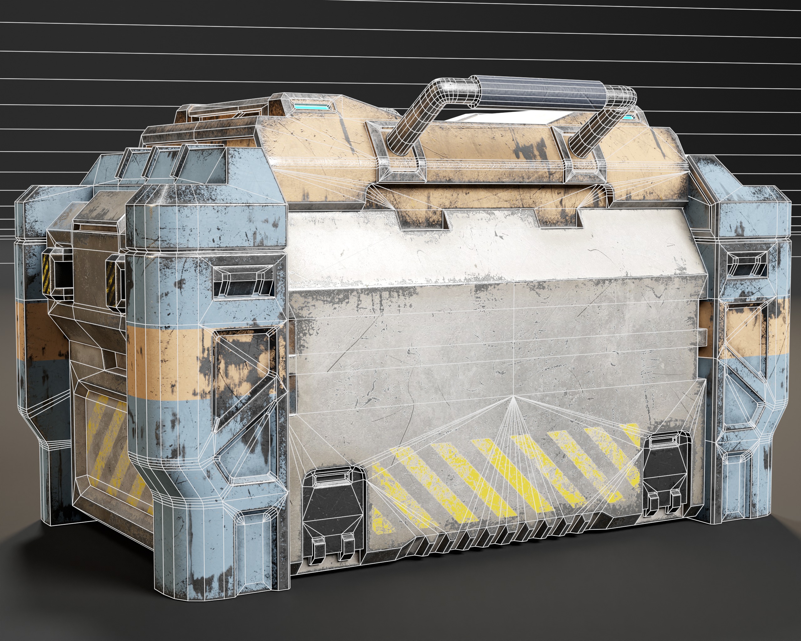 Sci-Fi Bulky Crate Low-poly 3D model_15