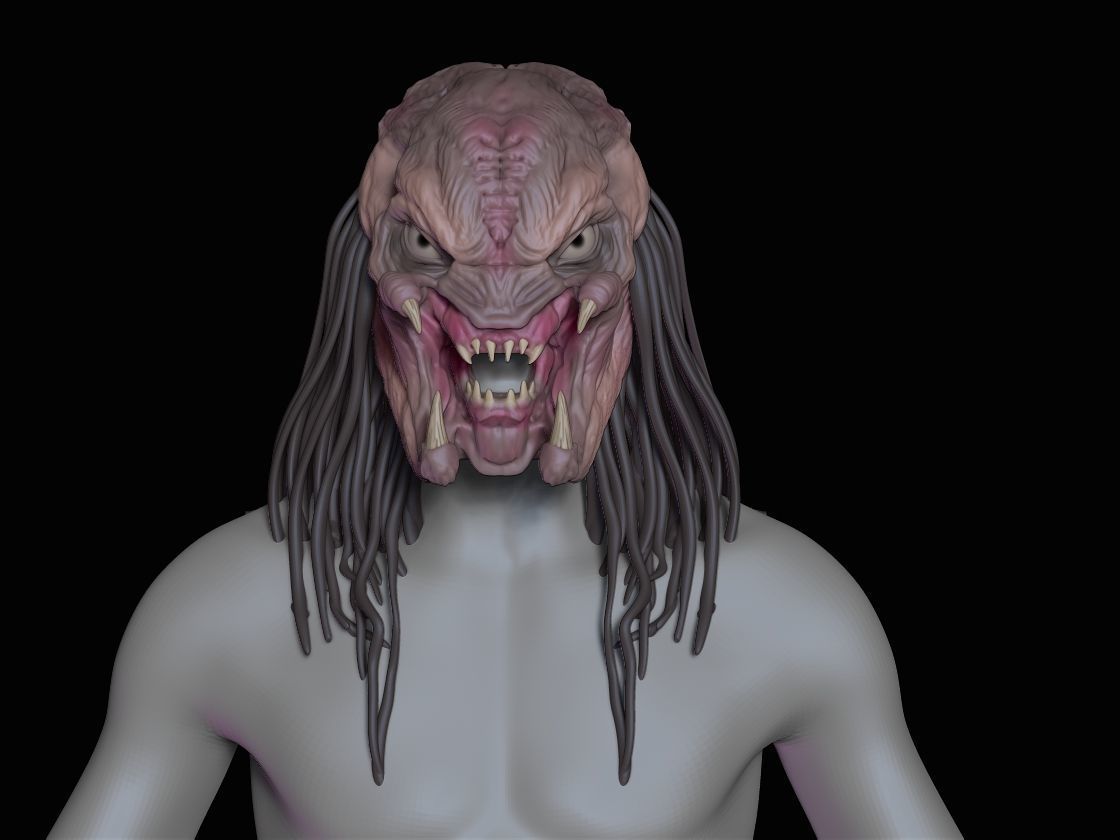 Feral Predator Mask And Head Armour 3d digital download 3D print model_9
