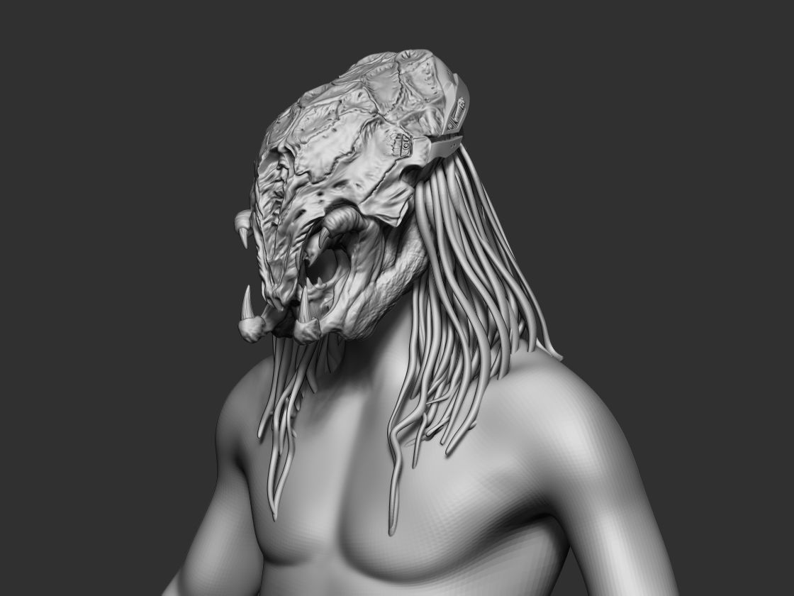 Feral Predator Mask And Head Armour 3d digital download 3D print model_3