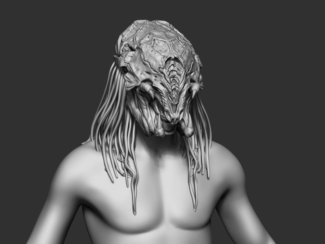 Feral Predator Mask And Head Armour 3d digital download 3D print model_1