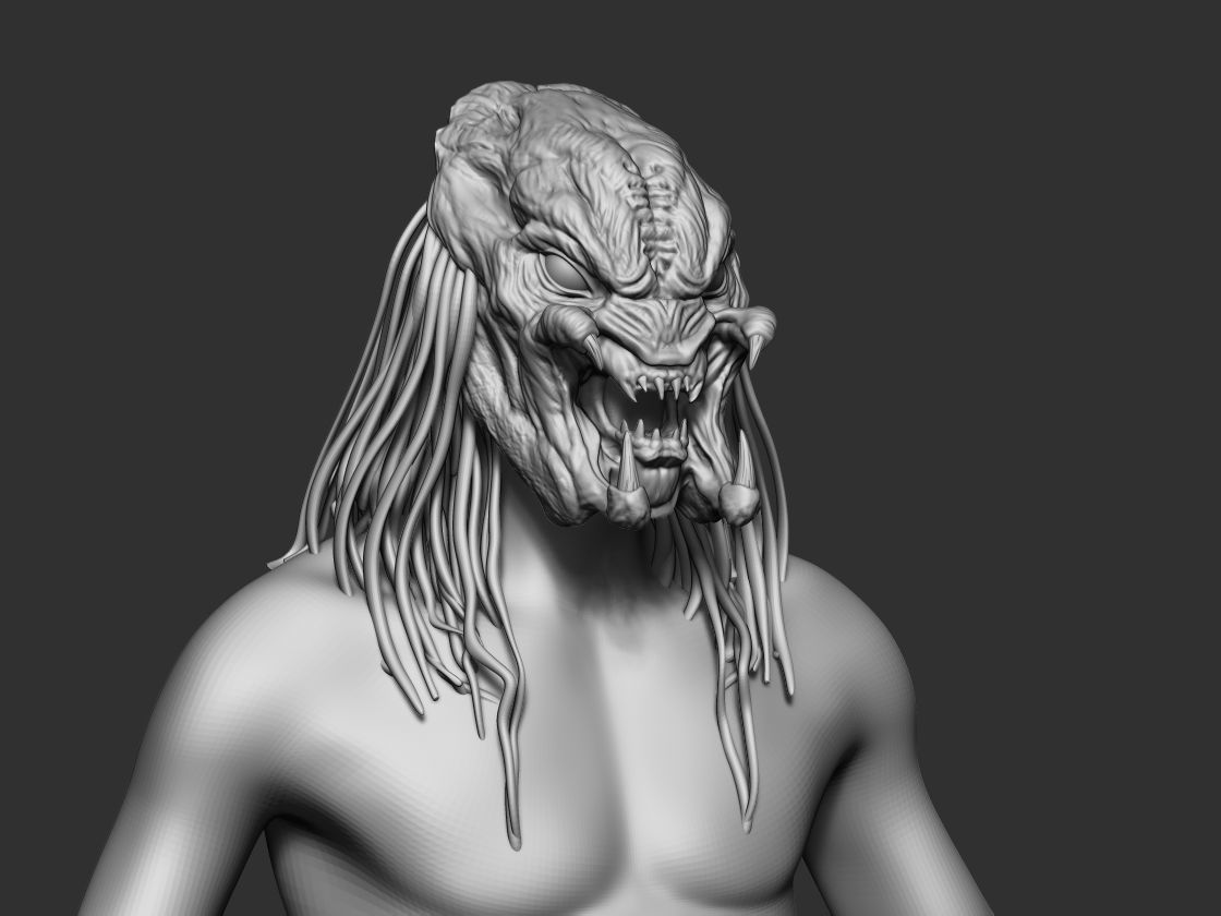 Feral Predator Mask And Head Armour 3d digital download 3D print model_5