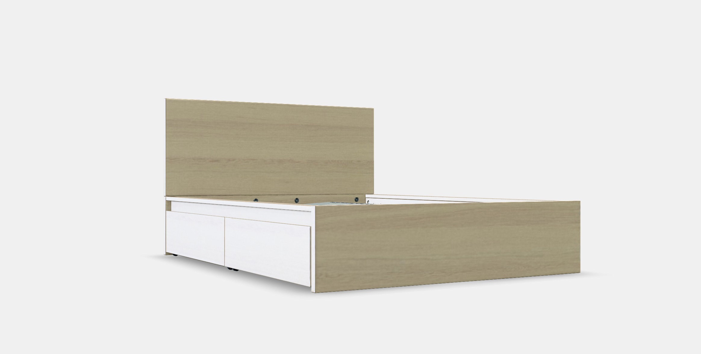 MALM Bed frame high w 4 storage boxes 26 Low-poly 3D model_9