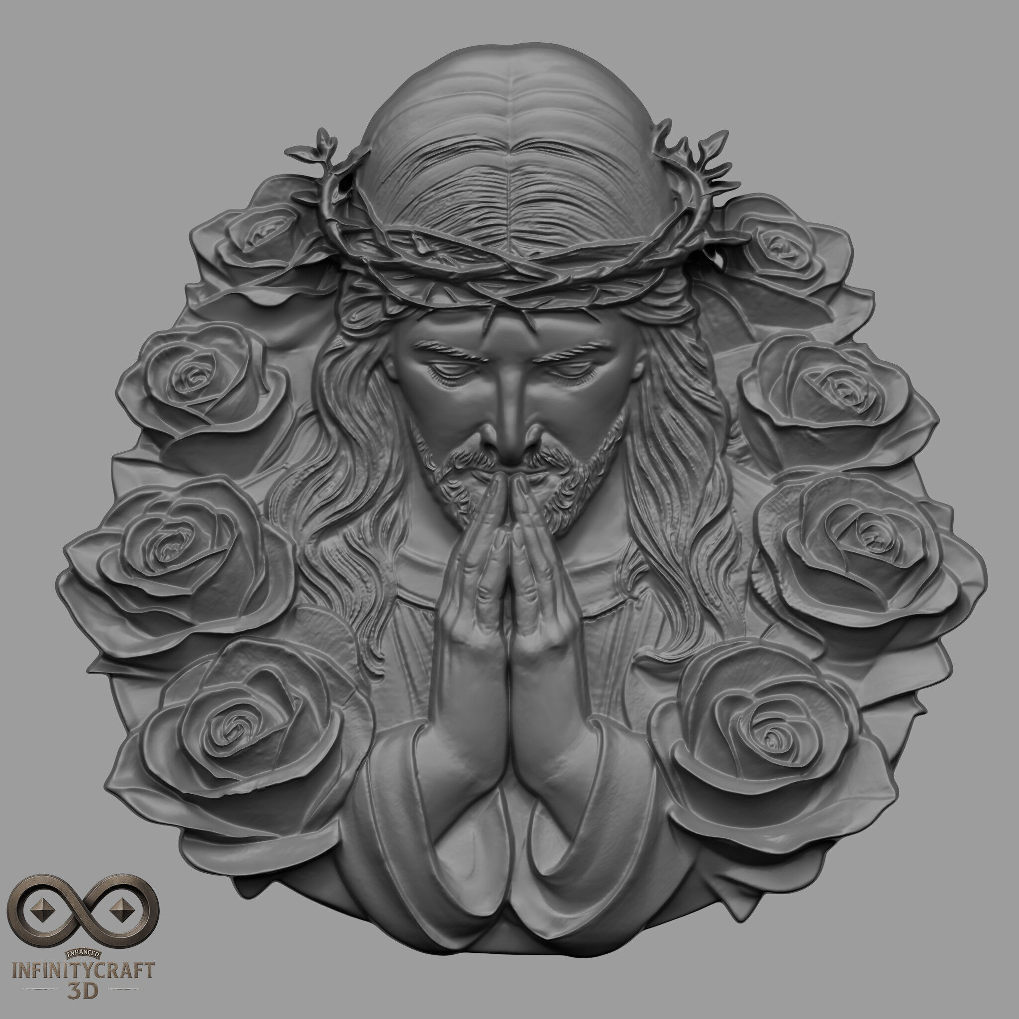 Christ in Prayer STL file for 3d Printing or CNC 3D print model_1