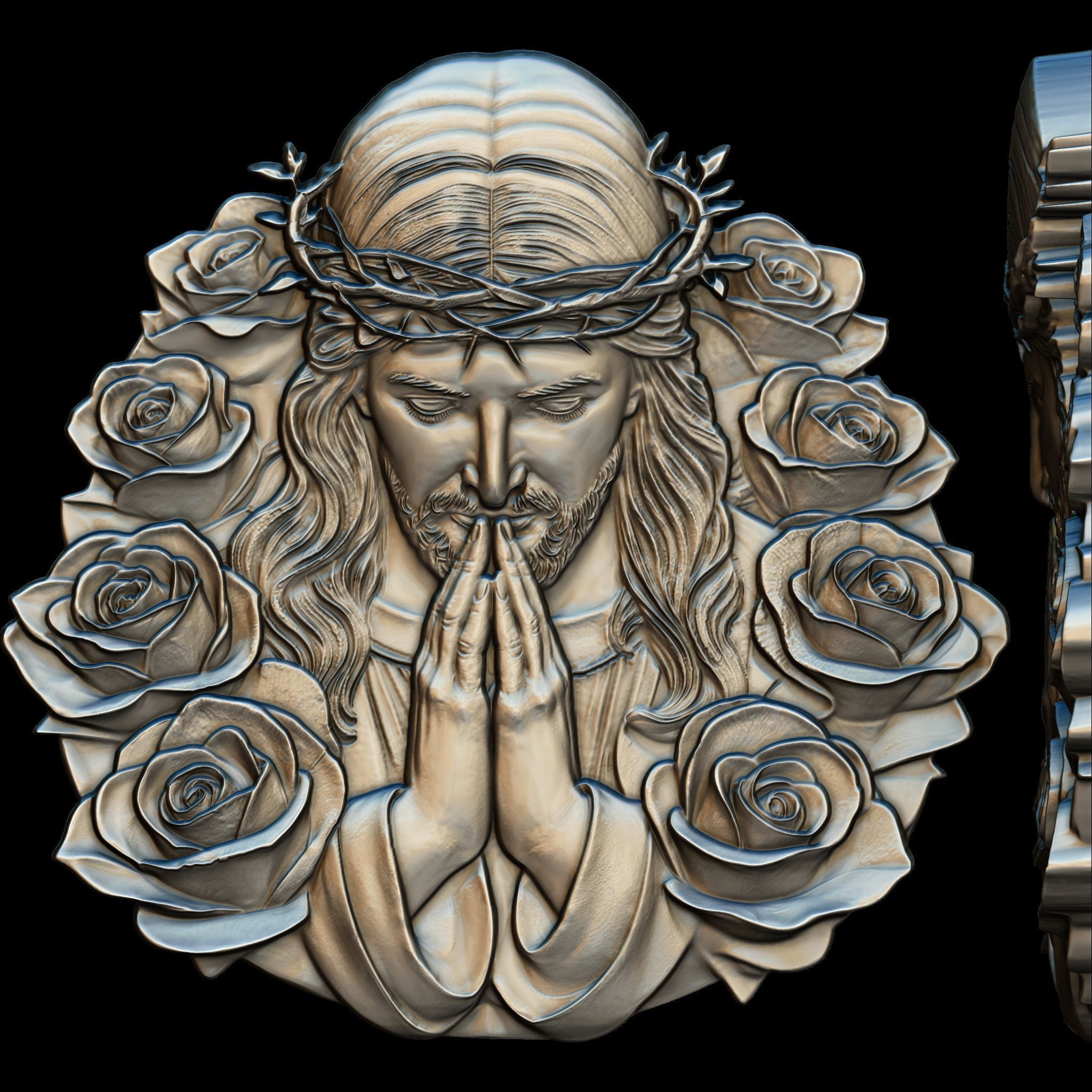 Christ in Prayer STL file for 3d Printing or CNC 3D print model_4