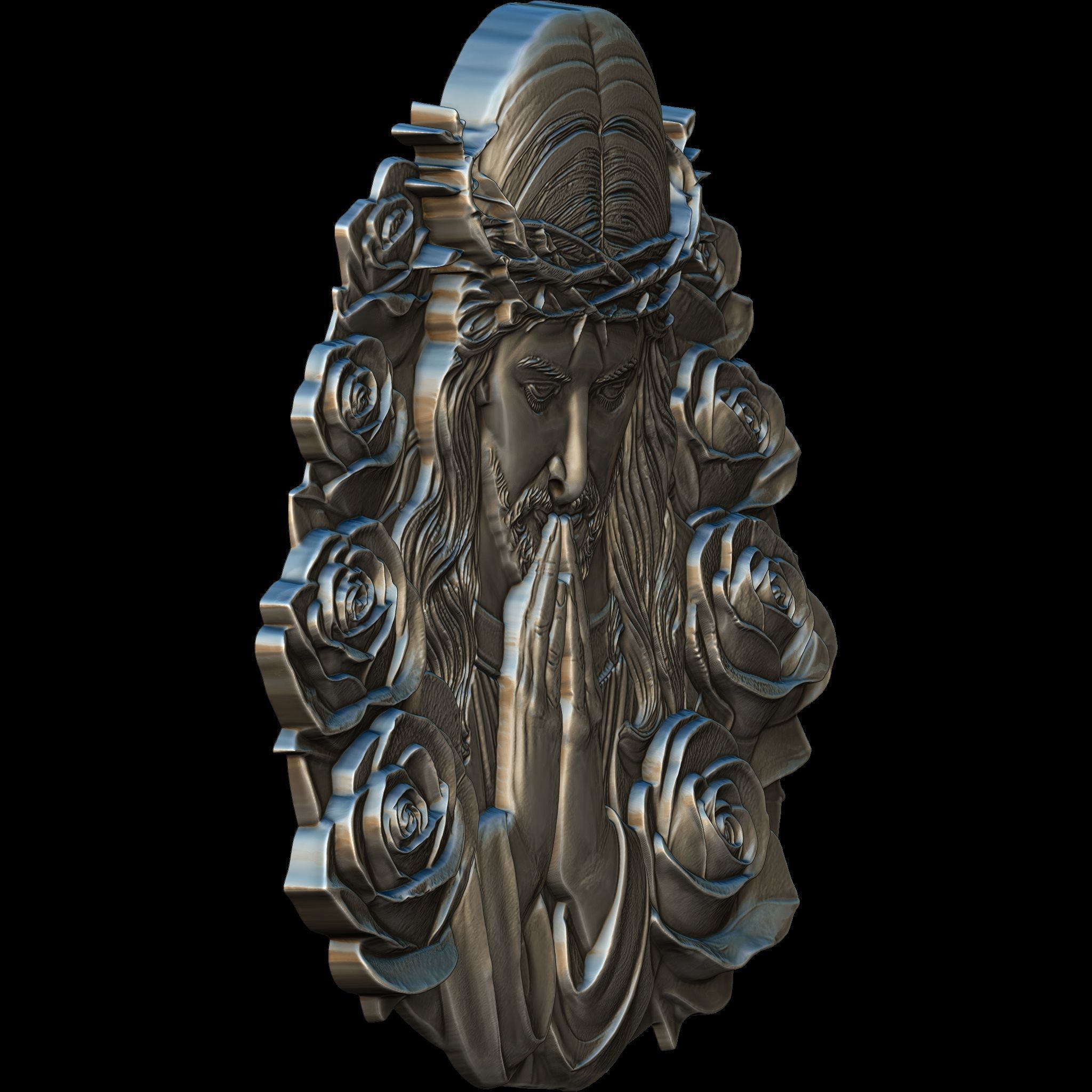 Christ in Prayer STL file for 3d Printing or CNC 3D print model_7