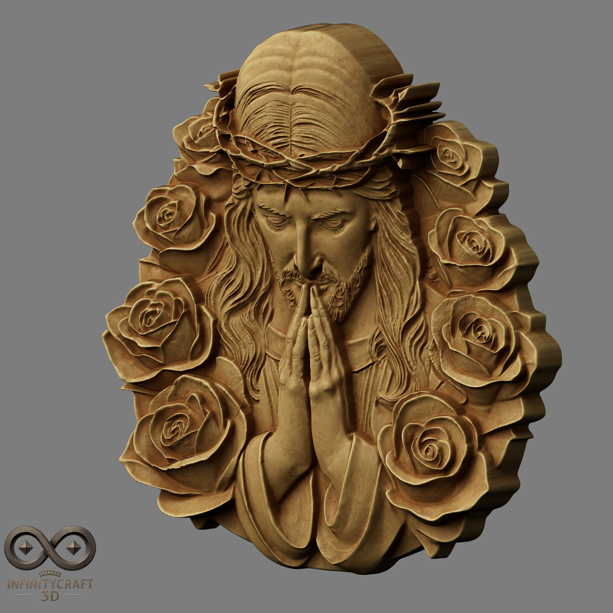 Christ in Prayer STL file for 3d Printing or CNC 3D print model_3