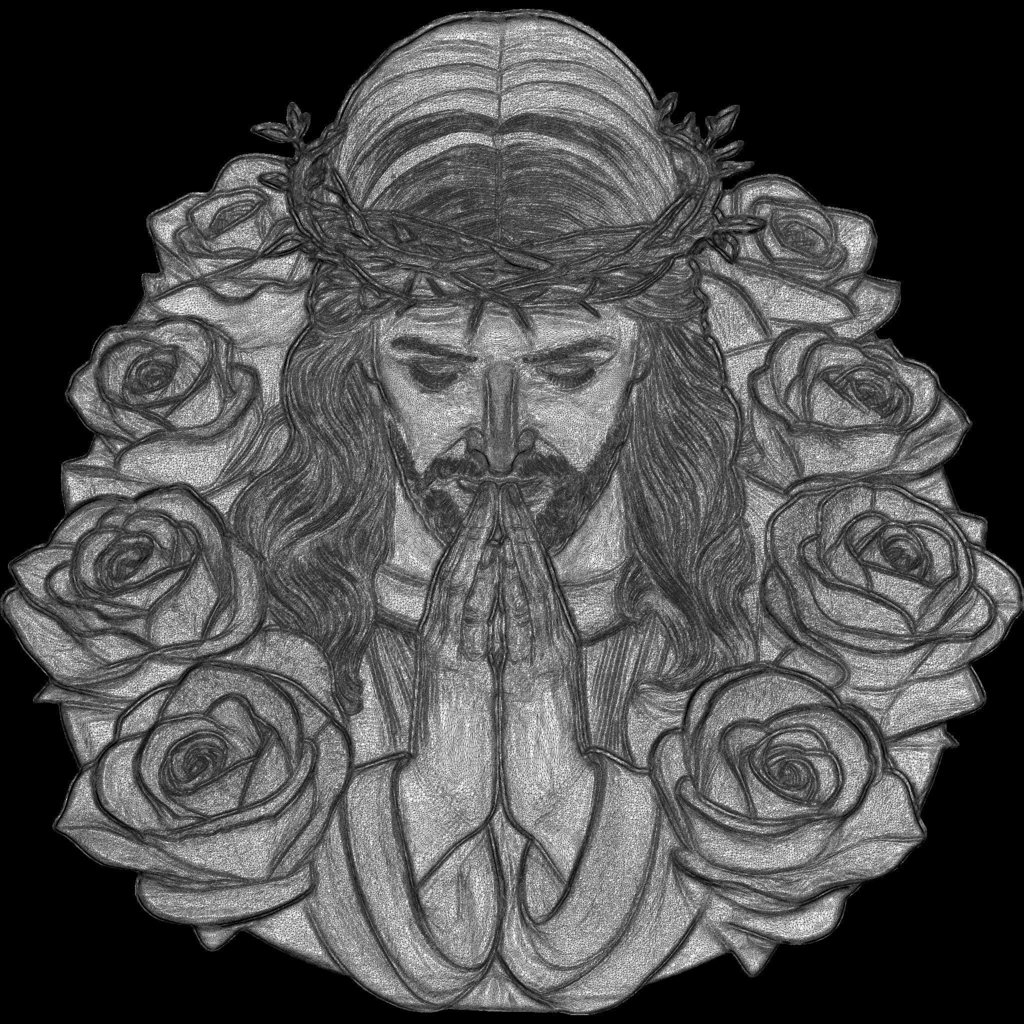 Christ in Prayer STL file for 3d Printing or CNC 3D print model_15