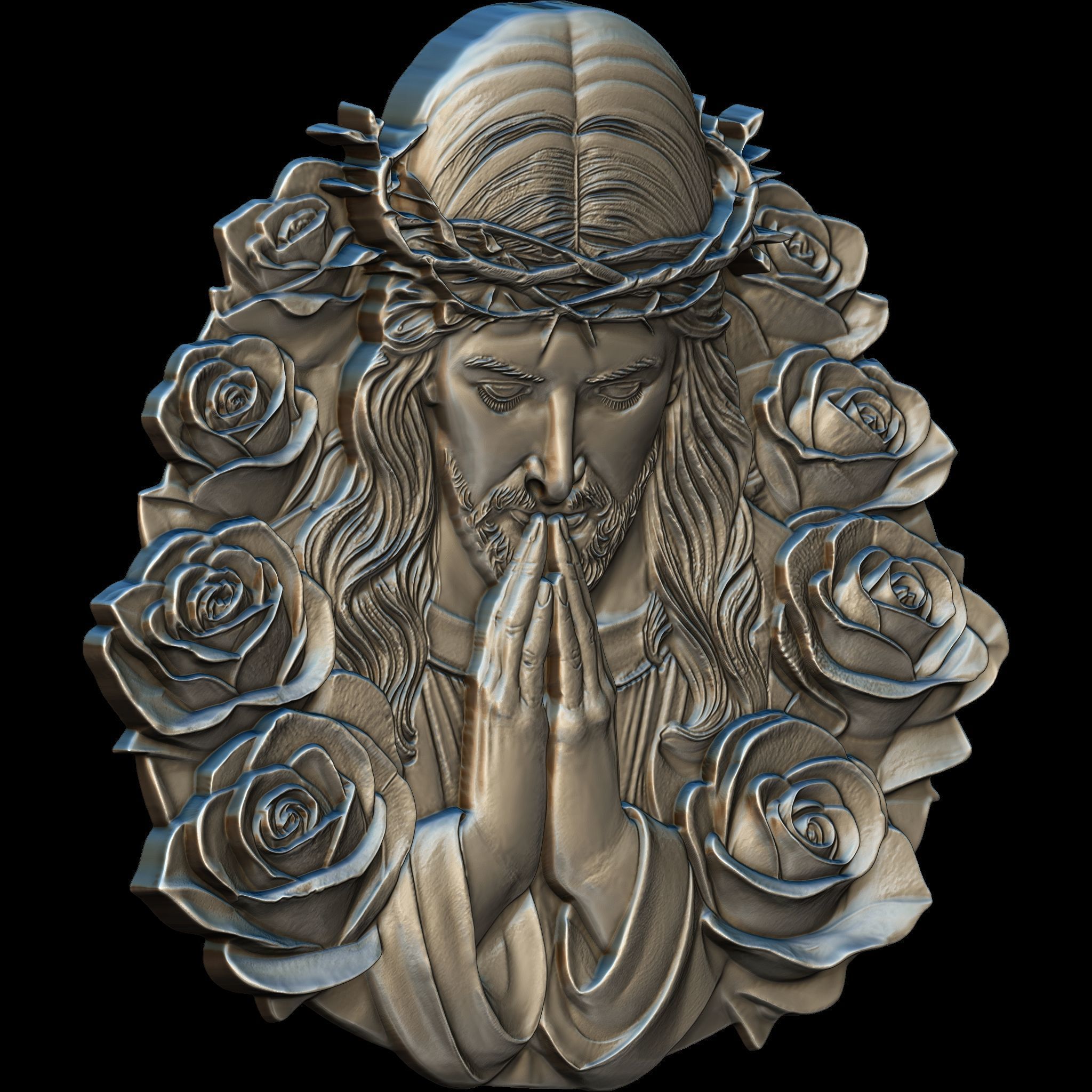 Christ in Prayer STL file for 3d Printing or CNC 3D print model_6