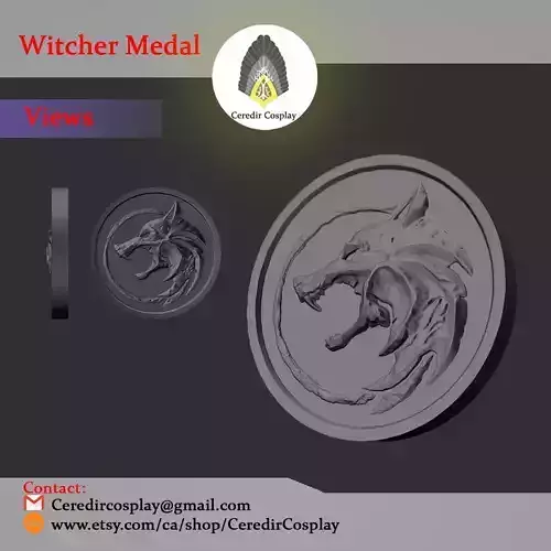 Witcher Trinity Wolf Medallion 3d digital download 3D print model
