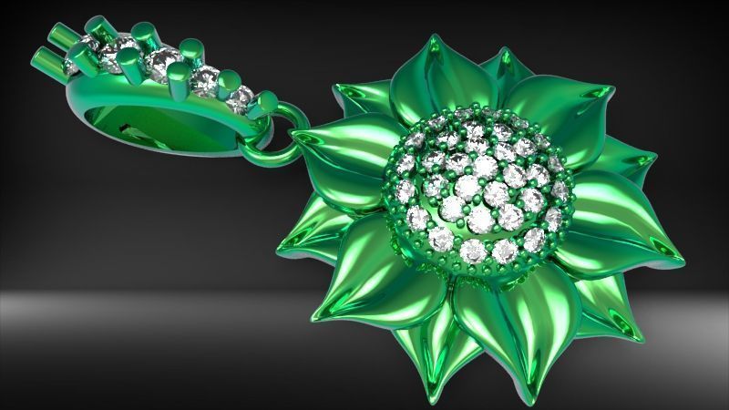 Sunflower Charm pendant necklace bracelet Jewelry 3D print model_12