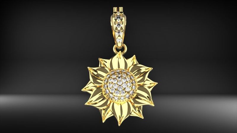 Sunflower Charm pendant necklace bracelet Jewelry 3D print model_6