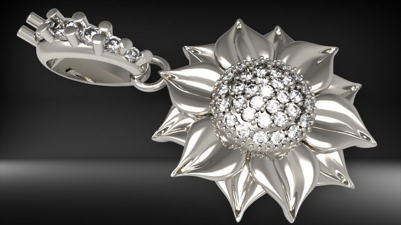 Sunflower Charm pendant necklace bracelet Jewelry 3D print model_8