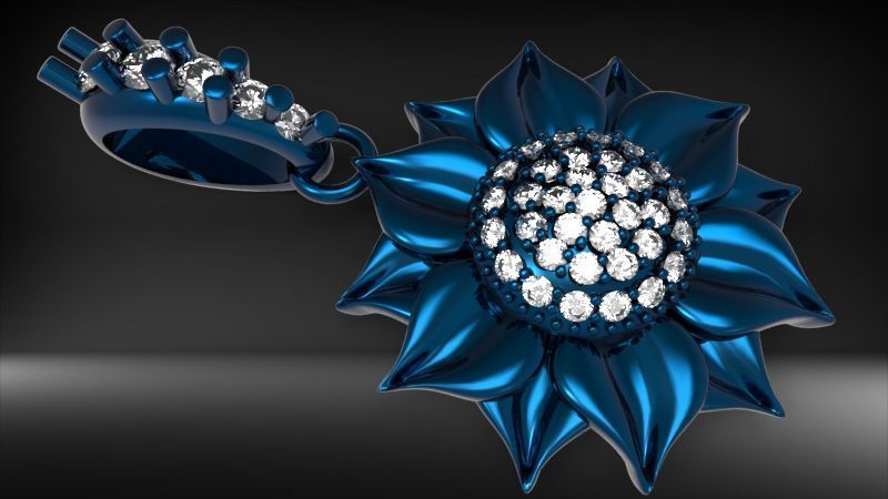 Sunflower Charm pendant necklace bracelet Jewelry 3D print model_13