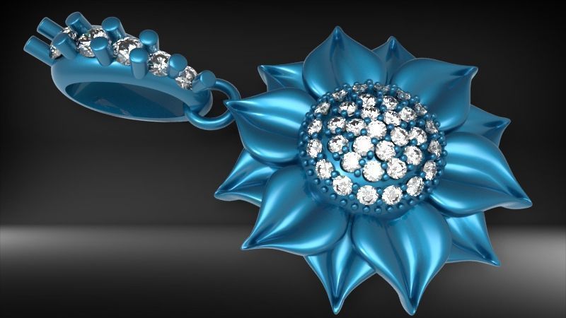 Sunflower Charm pendant necklace bracelet Jewelry 3D print model_15