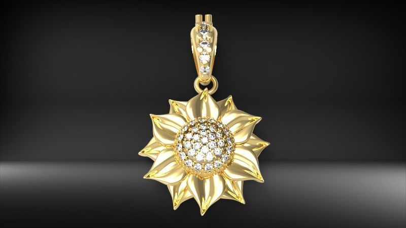 Sunflower Charm pendant necklace bracelet Jewelry 3D print model_17