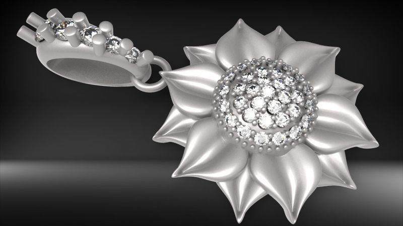 Sunflower Charm pendant necklace bracelet Jewelry 3D print model_9