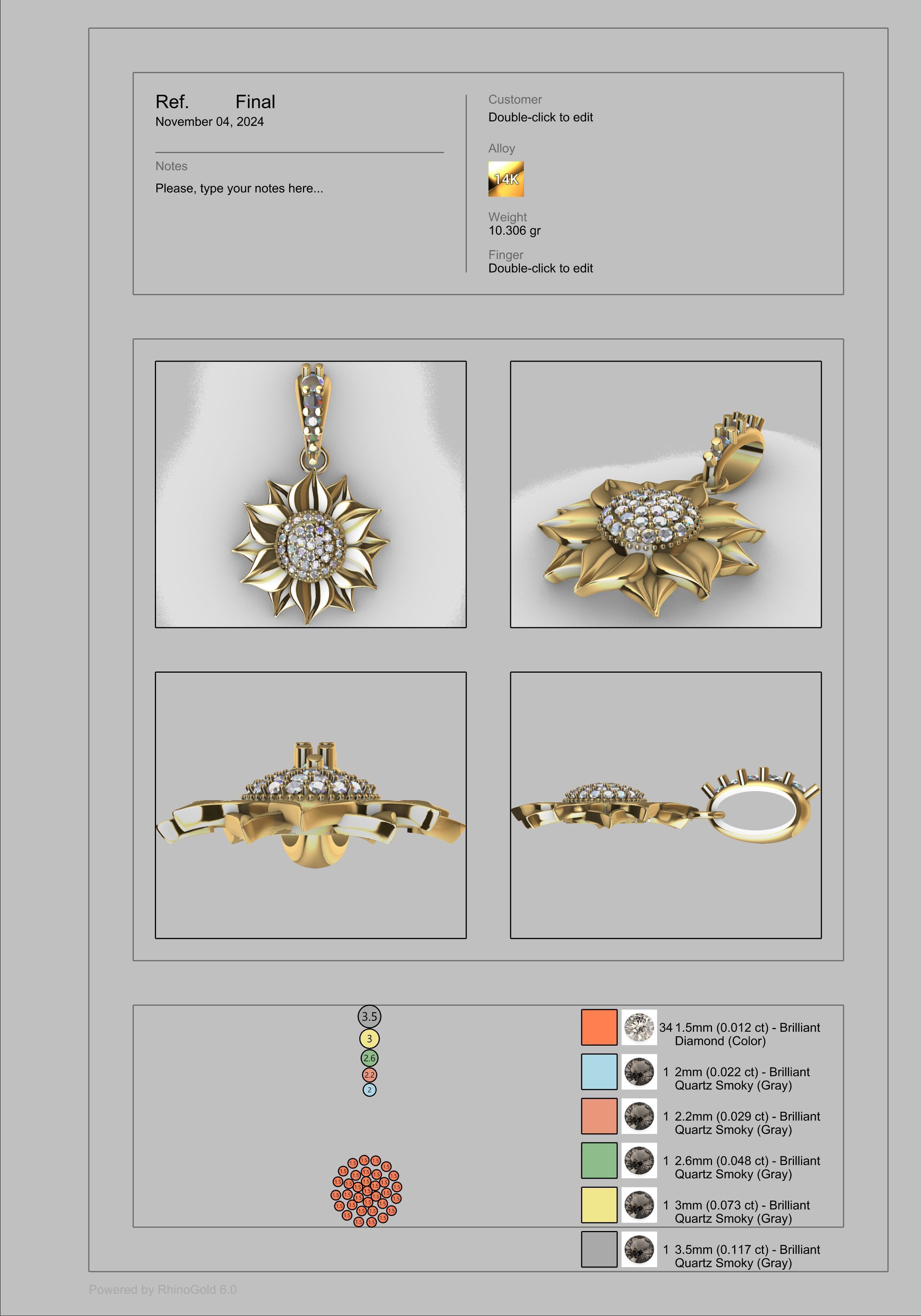 Sunflower Charm pendant necklace bracelet Jewelry 3D print model_24