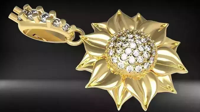 Sunflower Charm pendant necklace bracelet Jewelry 3D print model Sunflower Charm pendant necklace bracelet Jewelry 3D print model