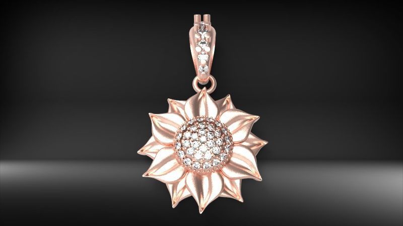 Sunflower Charm pendant necklace bracelet Jewelry 3D print model_2