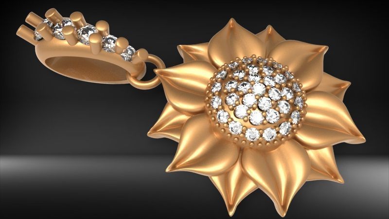 Sunflower Charm pendant necklace bracelet Jewelry 3D print model_10