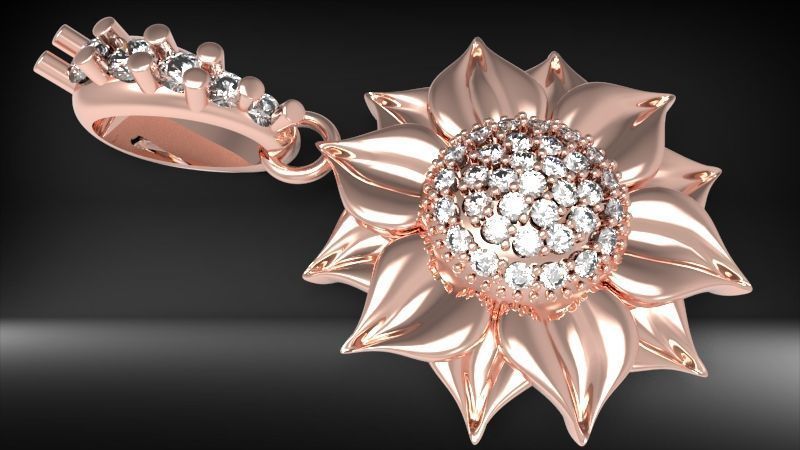 Sunflower Charm pendant necklace bracelet Jewelry 3D print model_1