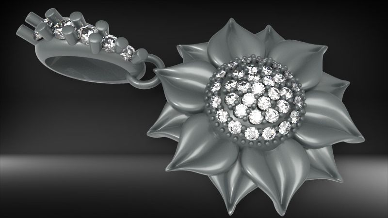 Sunflower Charm pendant necklace bracelet Jewelry 3D print model_16