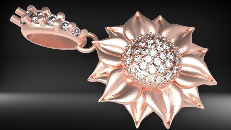 Sunflower Charm pendant necklace bracelet Jewelry 3D print model_3