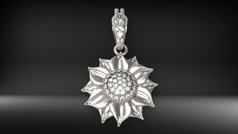 Sunflower Charm pendant necklace bracelet Jewelry 3D print model_18