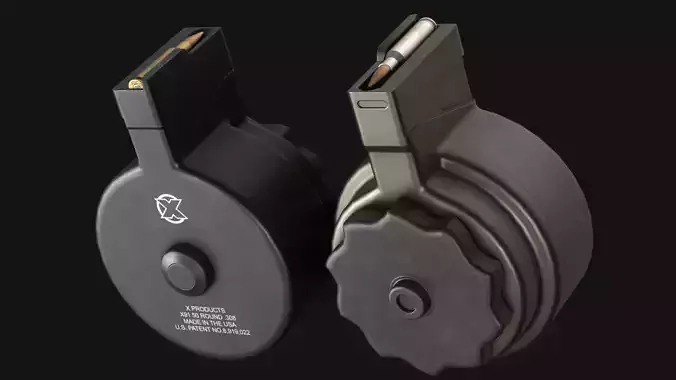 X-Products 50 rounds Drum Magazine HK G3-HK91-HK51 - Game Asset Low-poly 3D model