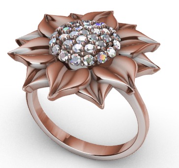 Sunflower Ring USA ring size 9 Jewelry 3D print model_4