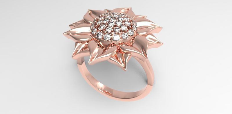 Sunflower Ring USA ring size 9 Jewelry 3D print model_21