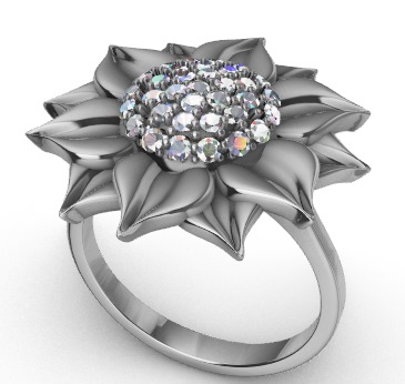 Sunflower Ring USA ring size 9 Jewelry 3D print model_7