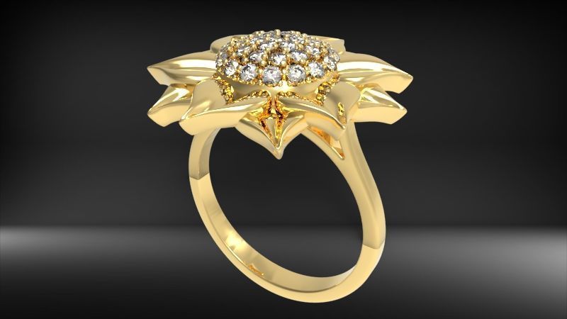 Sunflower Ring USA ring size 9 Jewelry 3D print model_1