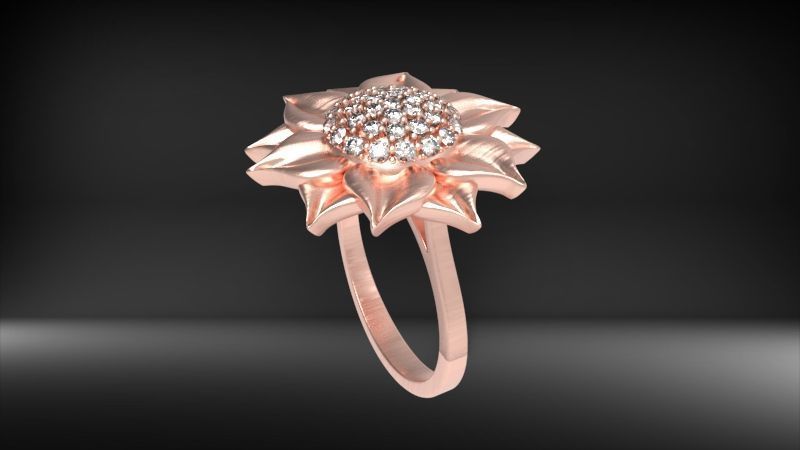 Sunflower Ring USA ring size 9 Jewelry 3D print model_13