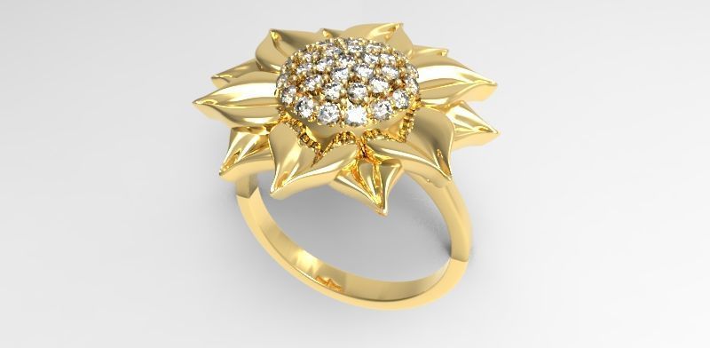 Sunflower Ring USA ring size 9 Jewelry 3D print model_8