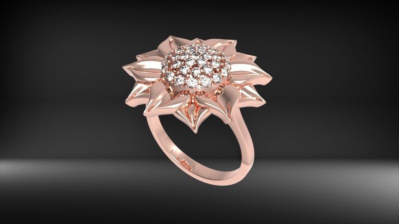 Sunflower Ring USA ring size 9 Jewelry 3D print model_9