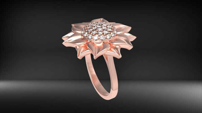 Sunflower Ring USA ring size 9 Jewelry 3D print model_12